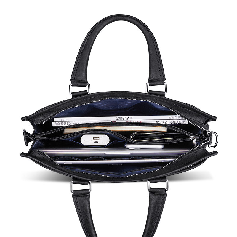 Luxury Genuine Leather Briefcase for Man Cowhide Vintage Tote Executive Handbag Messenger Laptop Shoulder Business Side Bag