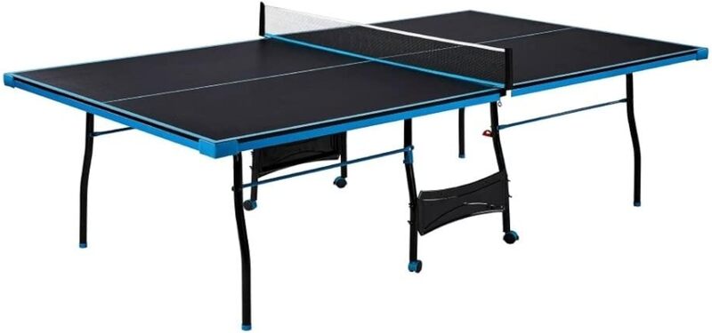 Meja lipat tenis meja gulung dalam ruangan dengan 2 bantalan 2 bola 1 jaring dan Set POS 4 roda untuk gerakan mudah