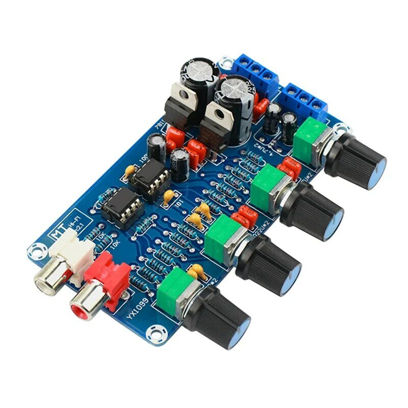 Quente-amplificador ne5532 pré-amplificador controle de tom de volume acabado placa agudos médio baixo eq diy duplo ac 12v-18v