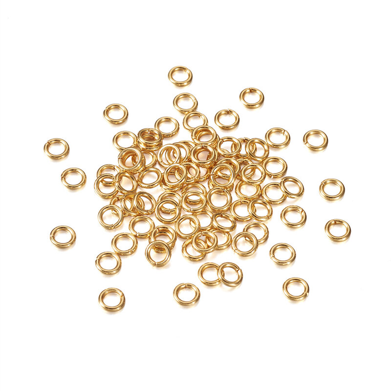 Anillos de salto abiertos de acero inoxidable 500, anillos de salto de bucle, anillo dividido, hallazgos para la fabricación de joyas, chapado en oro de 18K Real, 4, 5, 6, 7, 8mm, 304 piezas