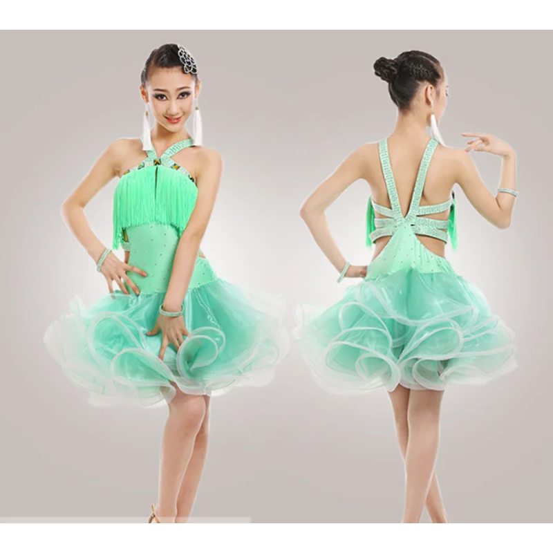 فستان الرقص اللاتيني للفتيات ، فساتين السالسا ، ملابس سامبا رومبا ، أزياء ملابس المسرح ، ملابس الرقص الشعبي الصيني للأطفال