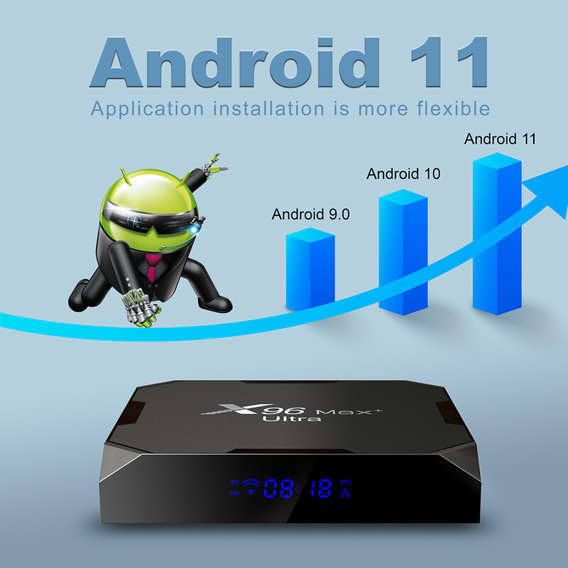 X96Max Plus Ultra Smart TV Box, Android 11, Amlogic S905tage, 4 Go, 64 Go, 8K, WiFi, BT, lecteur multimédia, 4 Go, 32 Go, décodeur