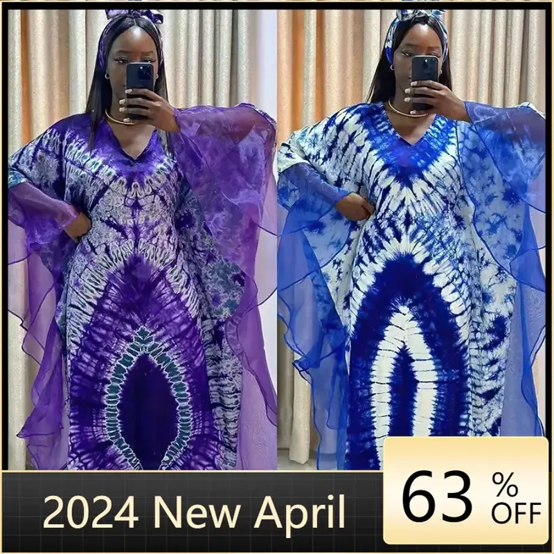 Pakaian baju wanita Afrika Dashiki untuk wanita musim panas Kaftan Afrika leher V poliester ukuran Plus gaun Maxi panjang gaun Ankara