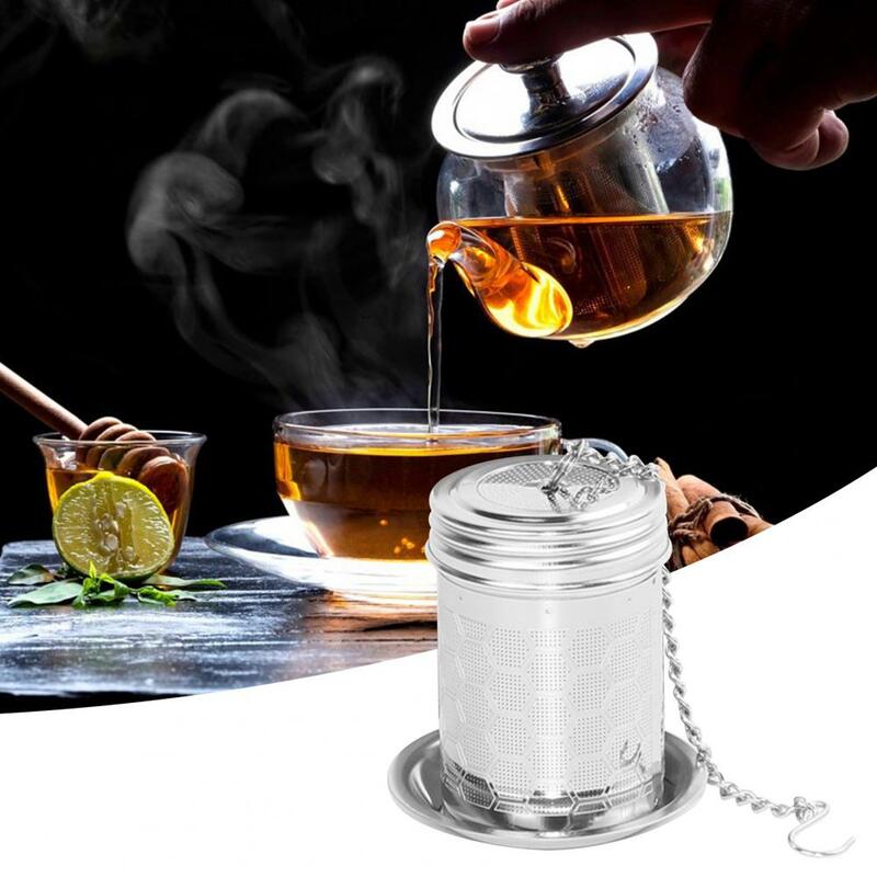 Ultra-fine Mesh Tea Filter Cup Tea Filter Basket High Stainless Steel Tea Infuser with Drip Trays Chain Hook for Teapot Mug Cup