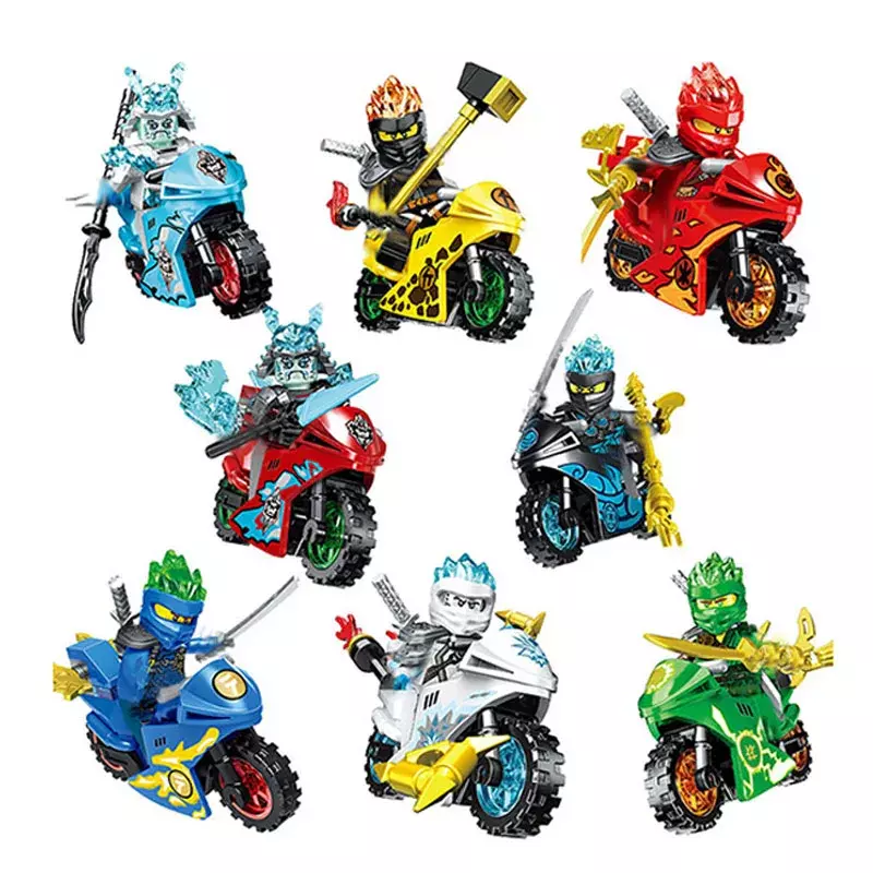 Мини-фигурки Ниндзя из мотоцикла, конструктор, скелет, солдаты, змеи, воин, Самурай, аниме фильмы, куклы, детские игрушки