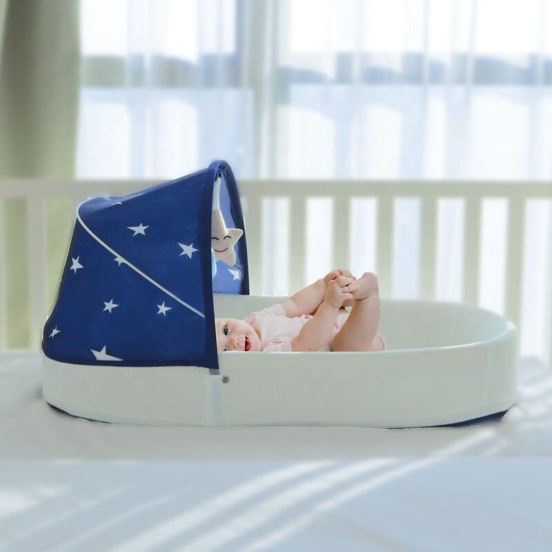 Aangepaste Zachte Katoenen Stof Draagbare Afneembare Pasgeboren Baby Bed Wieg Ligstoel Nest Met Matrassen Voor Baby Reiziger Slapen
