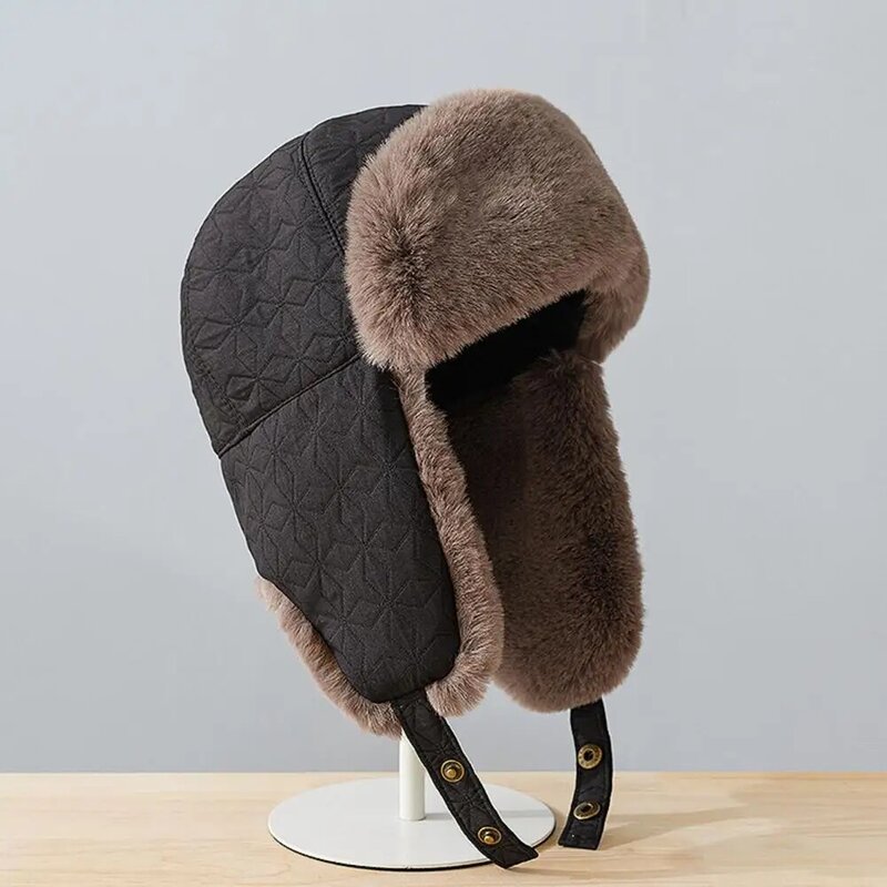 Stylish Plush Cap Cozy Thicken Earflap Ski Hat for Winter Outdoor Activities Soft Cold-proof Ear Protector Warm Accessory Plush