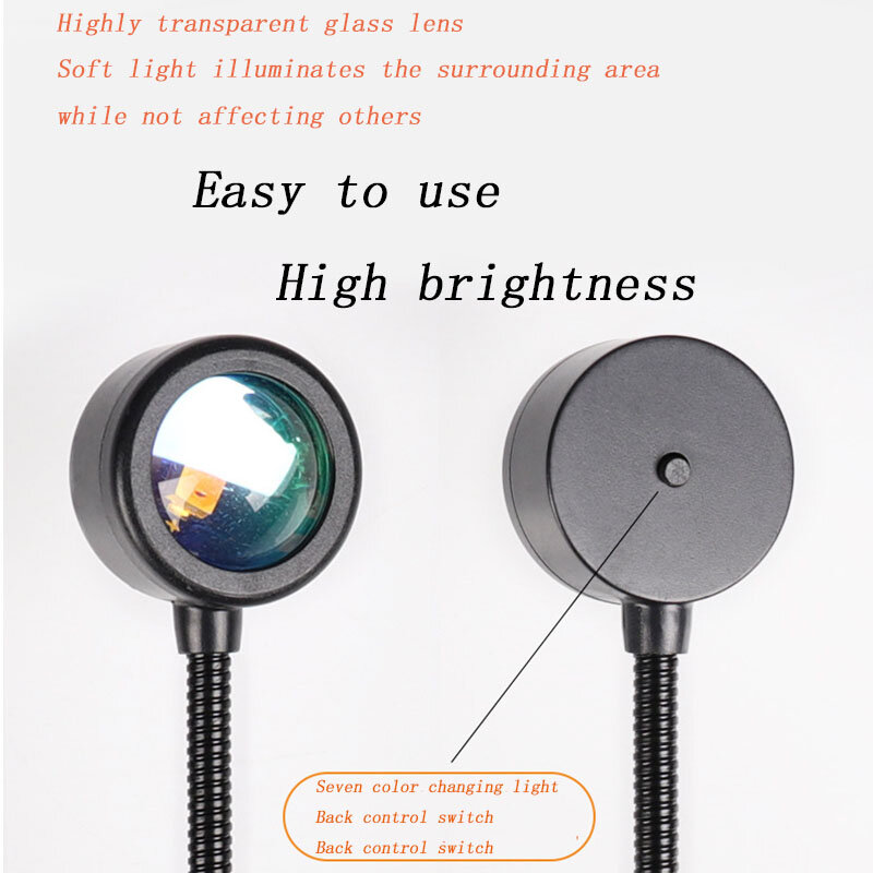 Lampu Proyektor malam portabel, lampu Neon LED Rgb matahari terbenam 18 28cm untuk dekorasi pesta kamar tidur berkemah