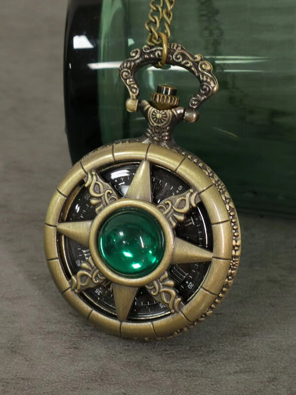 Vintage diamentowy kwarcowy zegarek kieszonkowy męski naszyjnik dla dzieci grawerowany wisiorek na łańcuszku Fob steampunkowy wiszący zegar z gwiazdą narożną