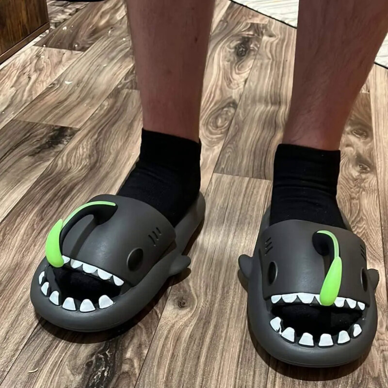Zapatillas de tiburón de suela gruesa para hombre y mujer, chanclas antideslizantes de 4cm para interiores y exteriores, zapatos geniales para el hogar, verano 2023
