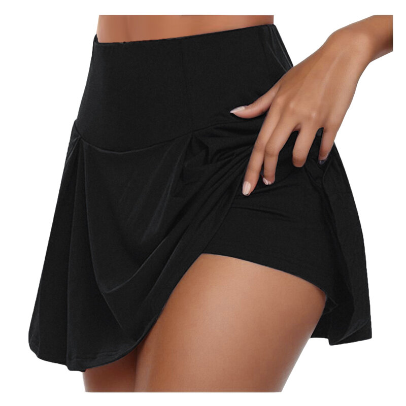 Женские короткие юбки, спортивные быстросохнущие однотонные женские мини-юбки с подкладкой и высокой талией для тенниса, танцев, фитнеса, гольфа, 2024