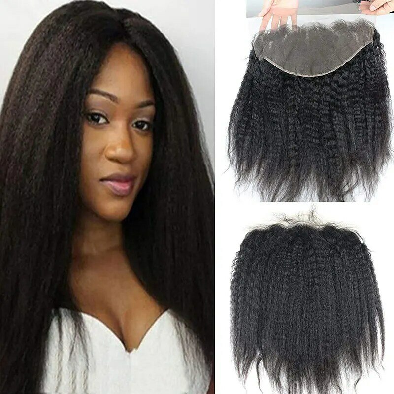 13x6 Virgin Remy Kinky Straight Human Hair Pre Plucked Full Lace Frontals Pieces Ear To Ear Lace Frontal Closure With Baby Hair
