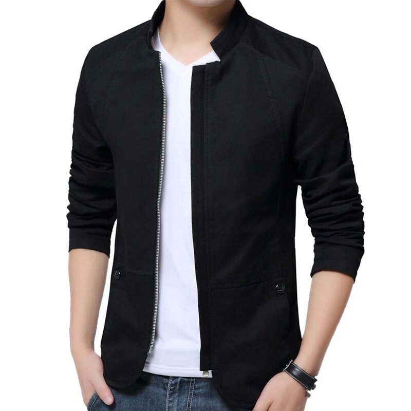 Fashion Men\\\\\\\\\\\\\\\'s Slim Fit Coat Jacket Solid Color Collared Business Formal Zip Up Coats Jackets Tops Man Clothing