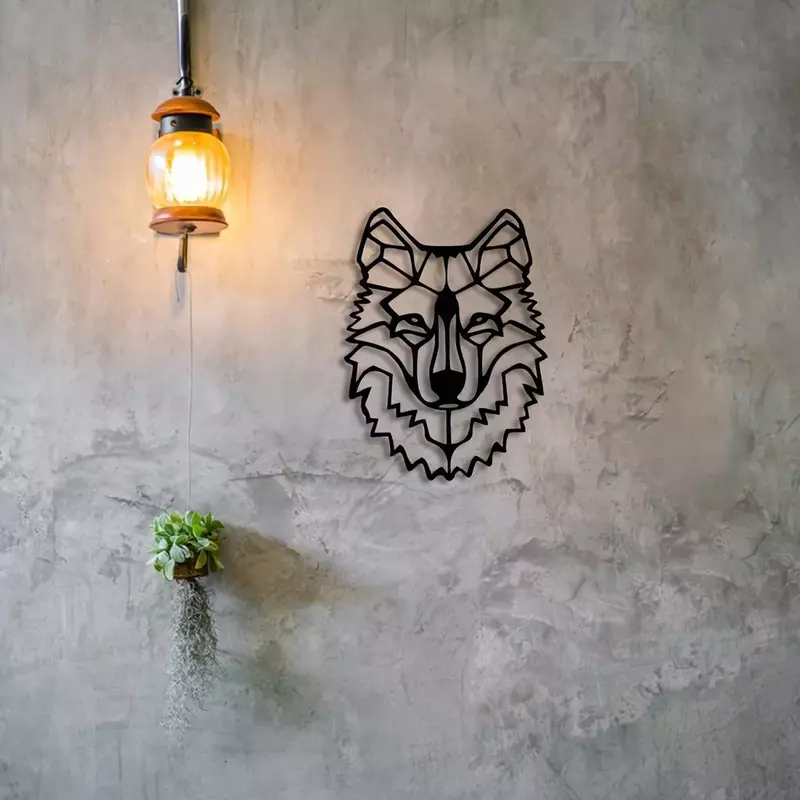 Dekorasi dinding dekorasi serigala saya, hiasan dinding logam dekorasi dinding ruang makan kantor ruang makan lobi restoran 1 buah
