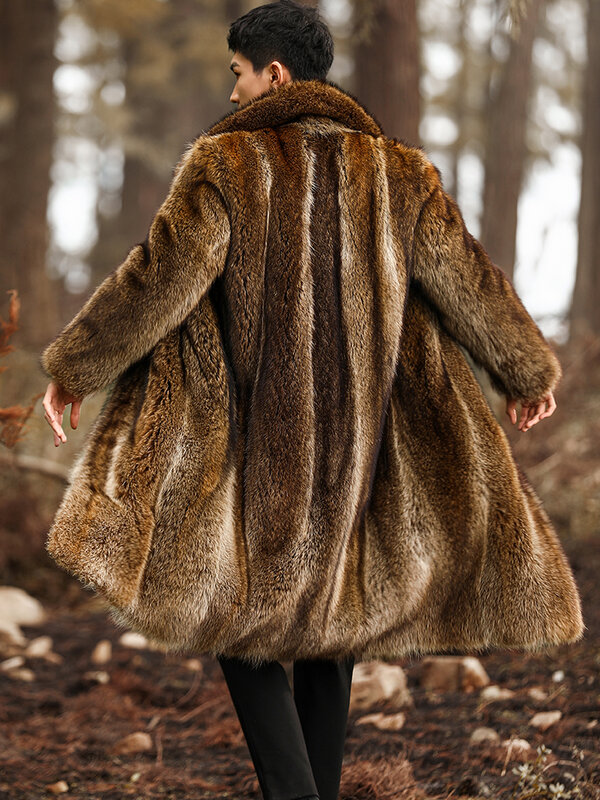 Fangtai 2023 inverno caldo lusso nuovo naturale vera pelliccia di procioncappotto uomo moda inverno uomo giacca Plus Size Coyote cappotto gilet uomo