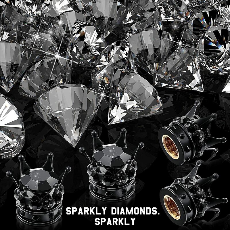 Crown-Tapas de vástago de válvula de neumático de coche, accesorio Universal cromado con cristales brillantes y diamantes de imitación, 4 piezas
