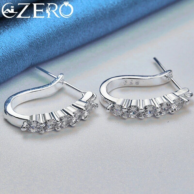 ALIZERO 925 Sterling Silver AAA Zircon Ear Clip Earrings For Women Earring Fashion Gorgeous Wedding Engagement Party Jewelry