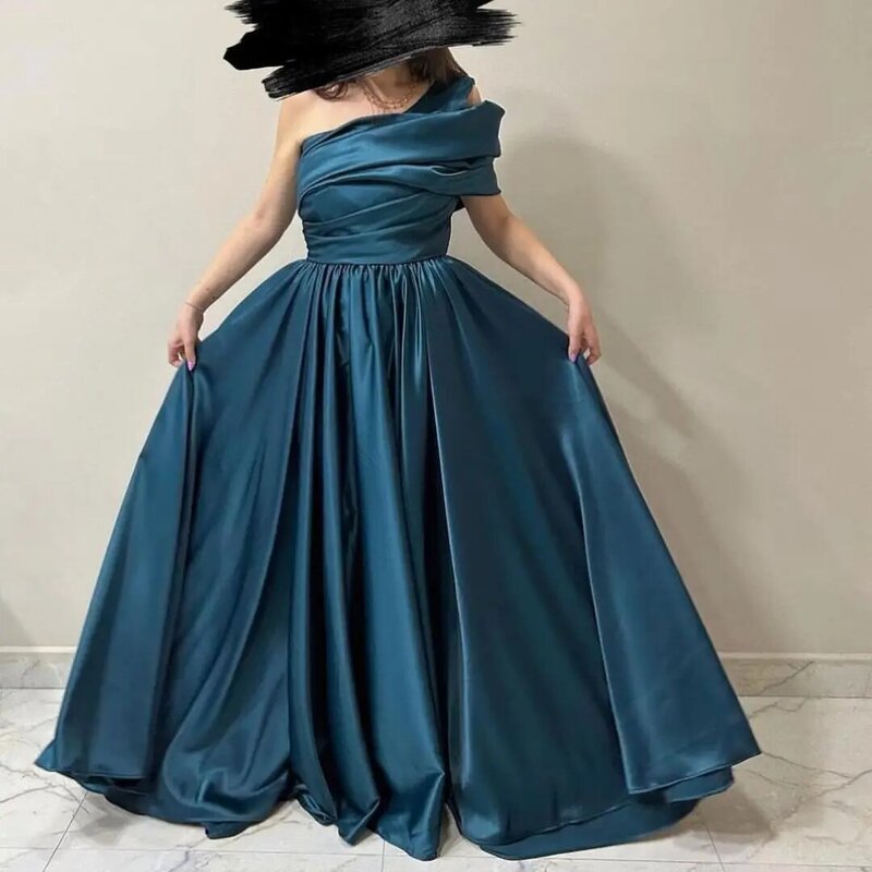 Eleganckie sukienki studniówkowe na jednym ramieniu satynowa długość do podłogi suknie wieczorowe Arabii Saudyjskiej damska formalna suknia balowa wykonana na zamówienie