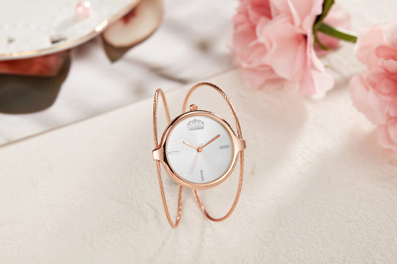 Top Vintage Girls Watch Round Single Wire Bracelet Watch Women's Watch Quartz Wire Bracelet Watch Casual Casual Fashion Watch