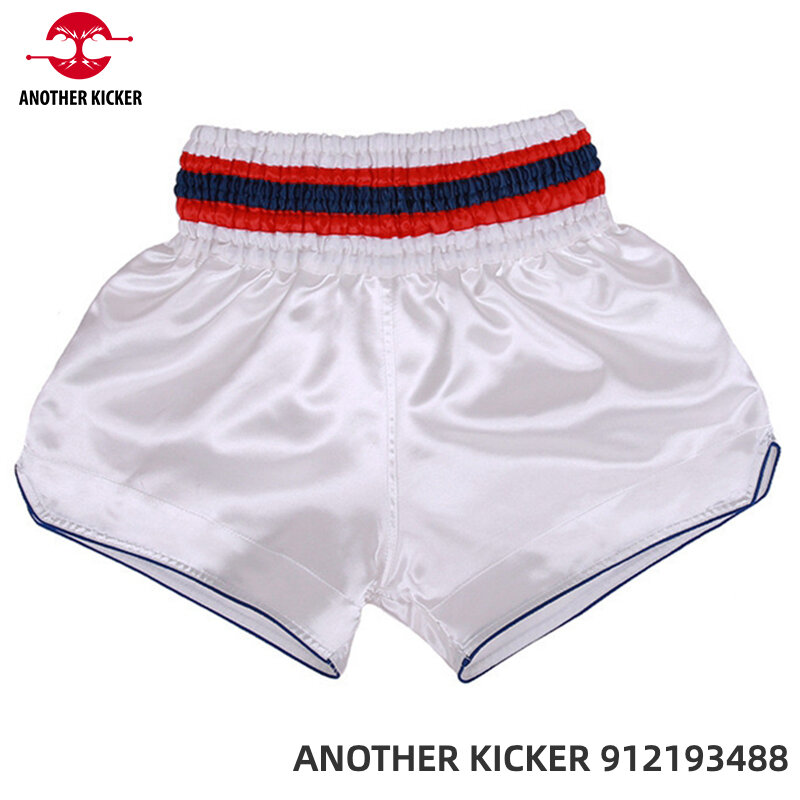 Shorts de boxe de cetim simples para homens e mulheres Muay Thai, calças Kickboxing, roupas de artes marciais, sem logotipo