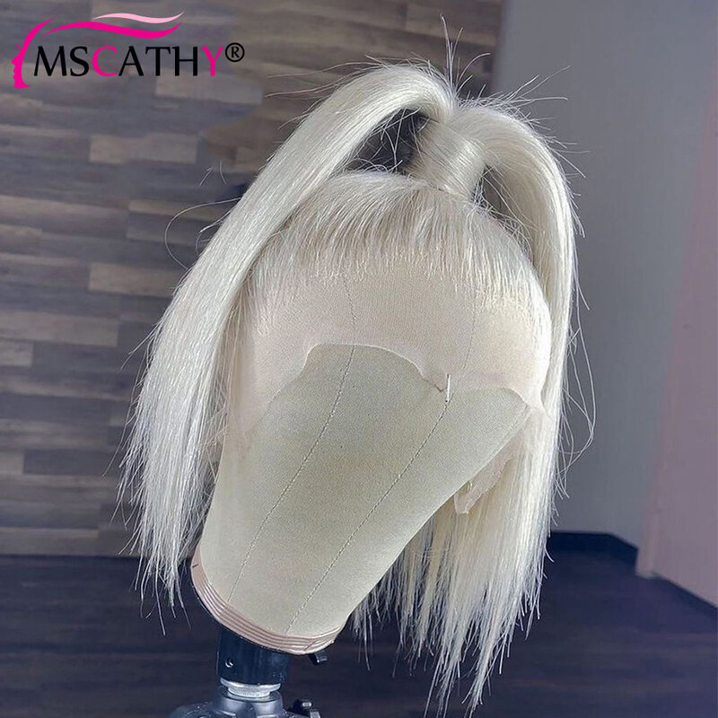 Light Pink Colored Lace Front Wigs For Women Mint Green Brazilian Virgin Hair Bob Wig Platinum HD Transparent Lace Fontal Wig