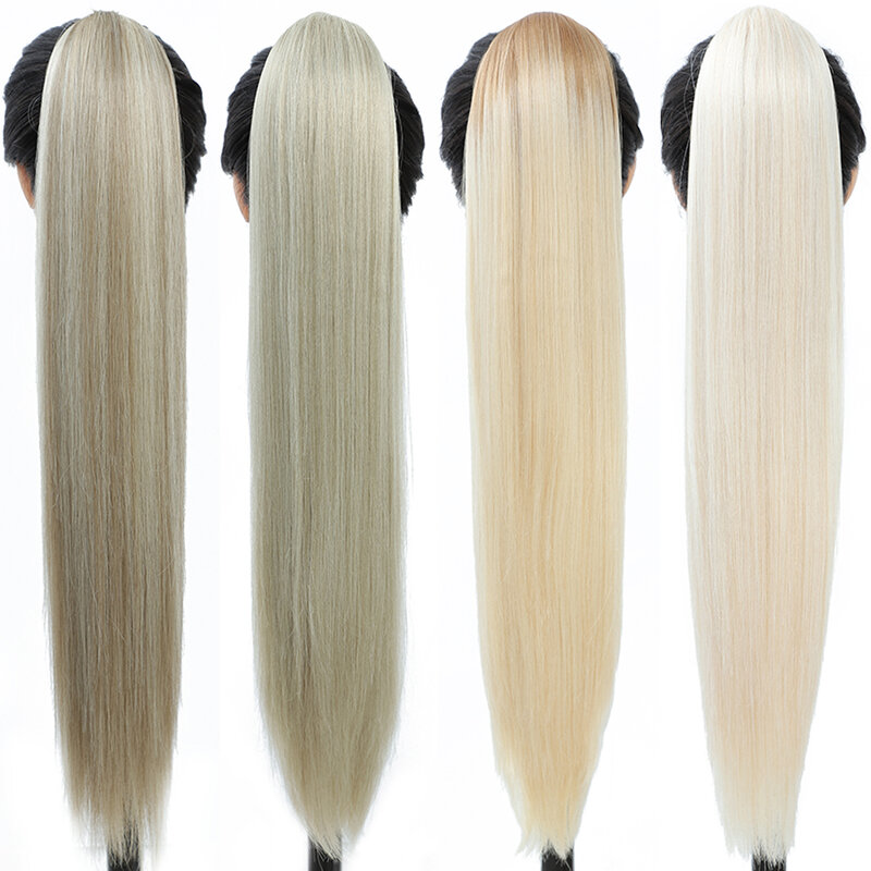 女性のための人工毛エクステンション,ポニーテールの自然な髪の毛クリップ,ドローストリング,false,28インチ