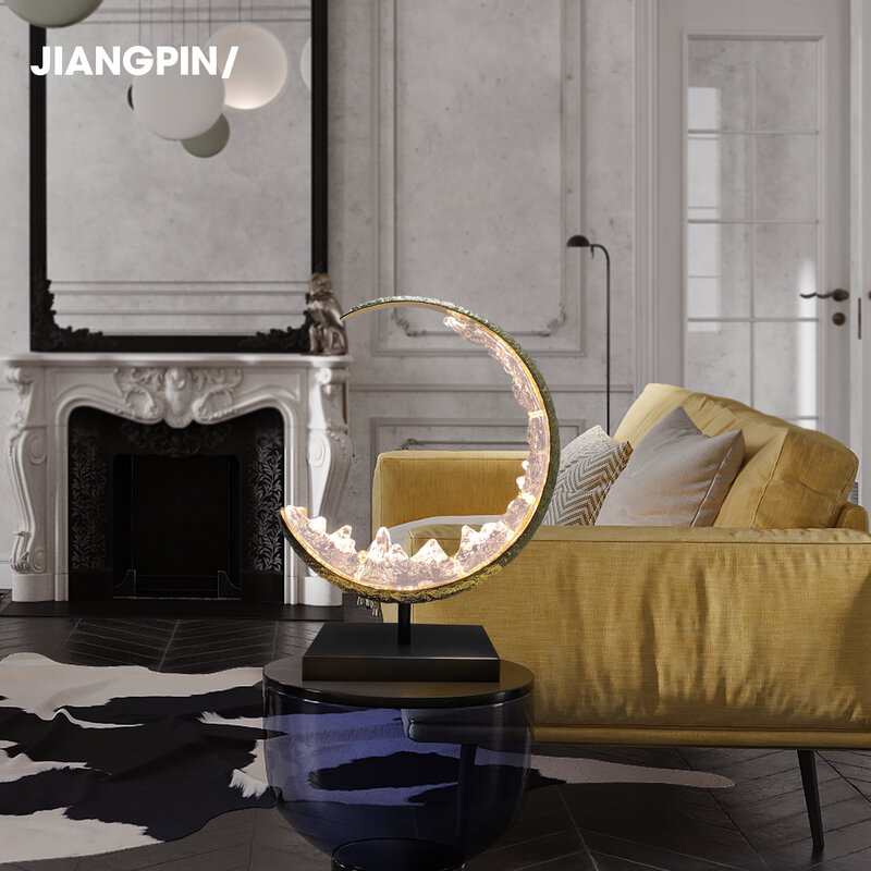 Luxury chinese floor lamp living room atmospheric mountain decorative lamp modern creative brass moon bedroom bedside table lamp