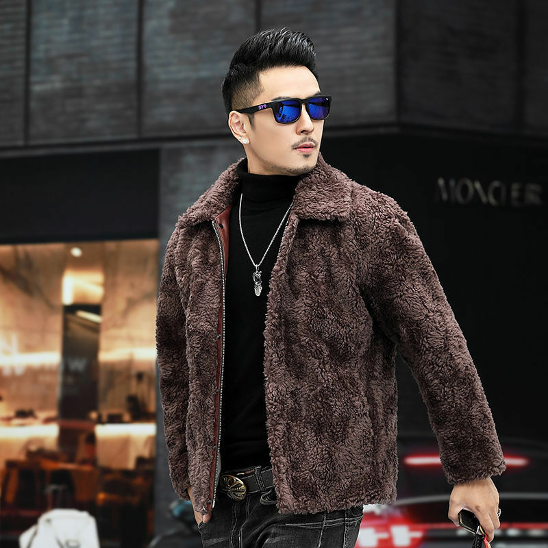 メンズ長袖本物の毛皮のジャケット,暖かいオーバーコート,新しい秋冬コレクション,2023