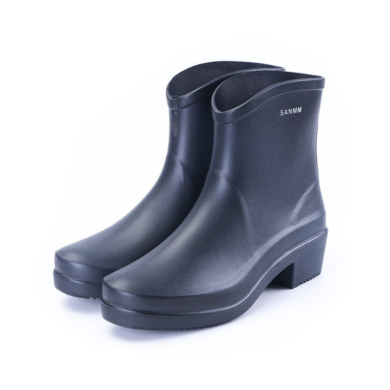 Rubber Shoes Women Chunky Rain Boots Waterproof PVC Ankle Galoshes Woman Garden Working Water Shoes Footwear Botas Femininas