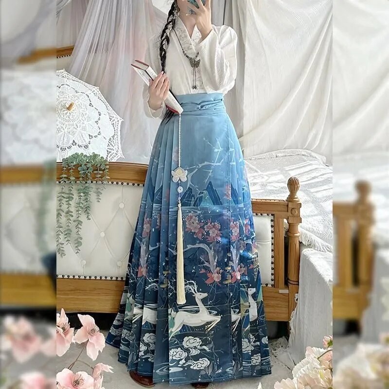Dynasty tradizionale Hanfu women's 2024 nuova primavera estate migliorato Hanfu Suit allentato Costume antico stampa abito da ballo di laurea