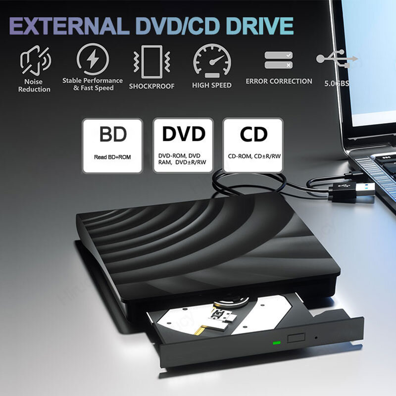 Unità ottica blu-ray esterna USB 3.0 portatile 3D BD-Combo lettore CD lettore DVD bruciatore per Laptop PC Computer Notebook