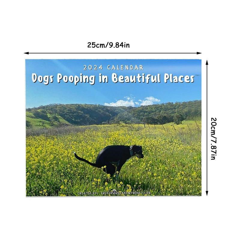 Dog Calendar 2024 Funny Calendar With Dogs Pooping In Beautiful Places 2024 New Desk Calendar For Bedroom Living Room Study Room