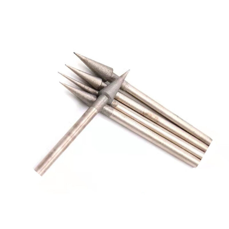 5/10Pcs Cone Diamond Grinding Head 1-4mm Needle Bits Burrs For Metal Stone Jade Engraving Carving Dremel Tools 2.35mm Shank