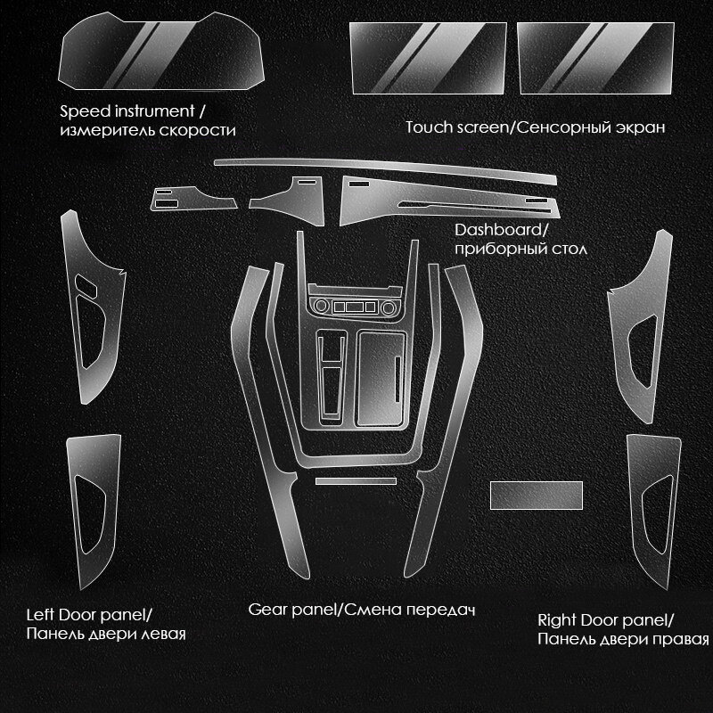 TPU per Audi Q7 Q8 20-22 pellicola protettiva trasparente adesivi interni per auto pannello di navigazione per cruscotto aria porta cambio centrale