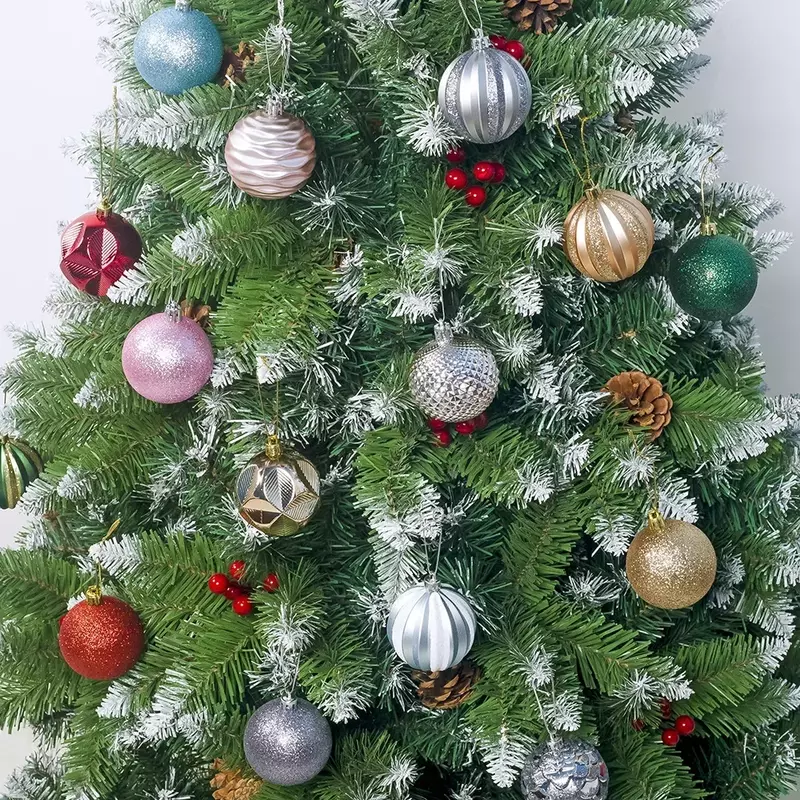 Подвеска на рождественскую елку, украшение для рождественского подарка, цветные шарики 6 см, 12 штук, рождественские витринные шарики из ПВХ