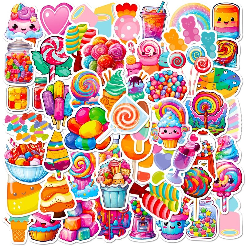 10/30/50PCS Cute Rainbow Candy Colorful Decoration Scrapbooking PVC Sticker Aesthetic Korean Stationery School Supplies for Kids