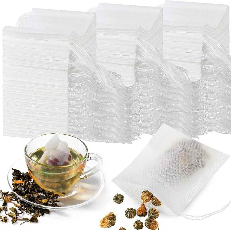 Disposable Tea Filter Bags Non-woven Fabric Tea Bag With Drawstring Kitchen Filter Paper For Coffee Herb Loose Tea Cooking Pack