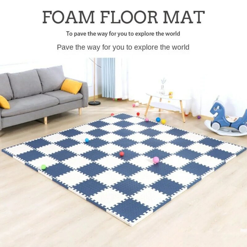 Tikar Puzzle tebal untuk anak-anak, tikar lantai mengunci warna-warni anti selip EVA 30/60cm daun
