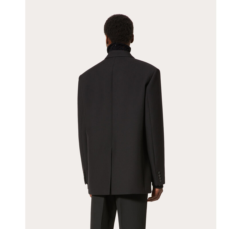 Fatos casuais soltos de blazer masculino, jaqueta e calça de duas peças, traje Terno, preto, monocromático, feito sob medida