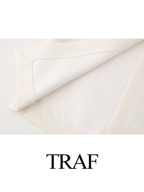 TRAF 2024 여성용 슬림 스커트, 단색 하이 웨이스트 포켓 장식, 백 슬릿 지퍼, 우아한 롱 스커트, 여름 신상 패션