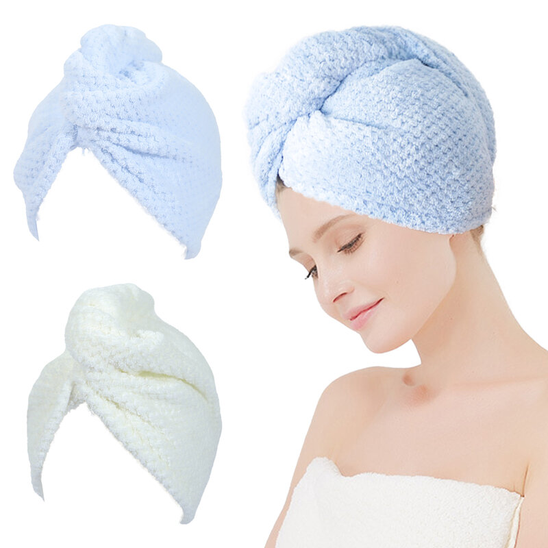 Szybki suszenie włosów ręcznik Turban z mikrofibry do włosów ręczniki Wrap na długie kręcone grube włosy, suche włosy Cap łazienka niezbędne akcesoria