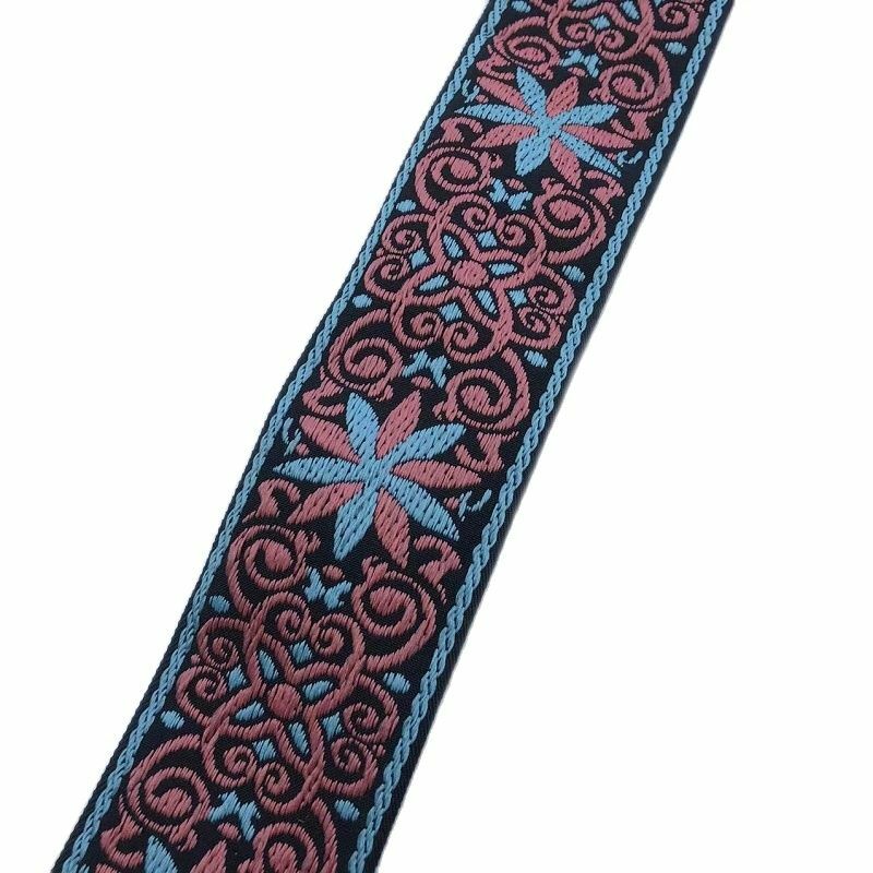 Cinta Jacquard tejida de 5cm de ancho, adorno con diseño de flores para correas de ropa, accesorio de LS-777, 6 yardas/lote