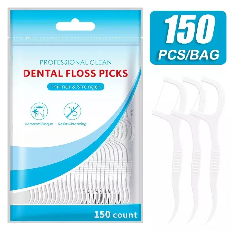 150 buah Flosser Flosser gigi, tusuk gigi stik sikat Interdental pembersih gigi benang gigi pembersih gigi