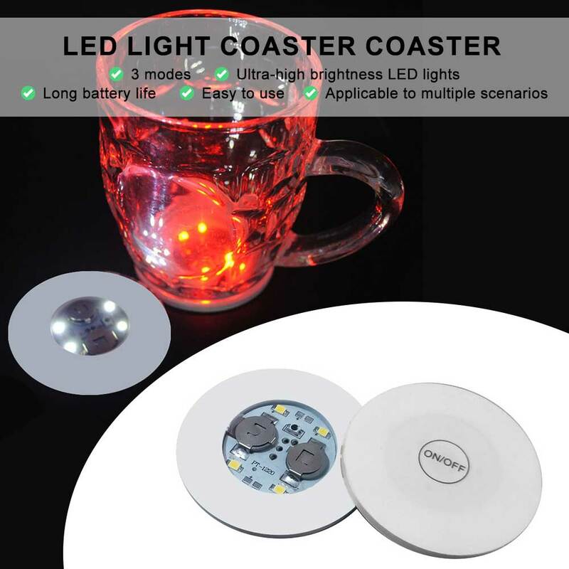 Luminous ขวดถ้วยแบตเตอรี่ Powered Glow LED Coasters Super Bright เครื่องดื่มกระดาษรองแก้วสำหรับงานแต่งงาน Party Decor