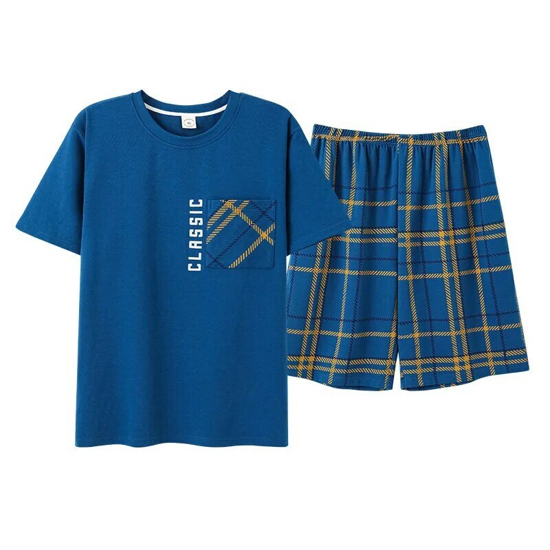Trendyol-Pijama con estampado a cuadros para Hombre, ropa de dormir fina de algodón, cómoda, de verano