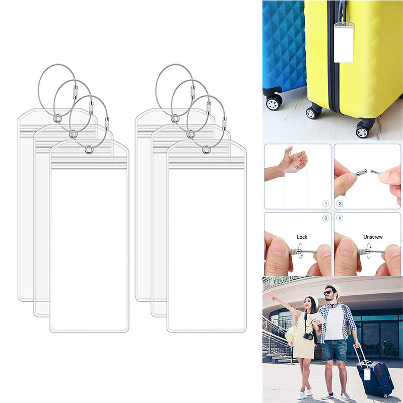 Etiqueta de equipaje de PVC transparente para hombres y mujeres, etiqueta de nombre de equipaje, impermeable, soporte de etiqueta de dirección de maleta, etiqueta portátil, accesorios de viaje