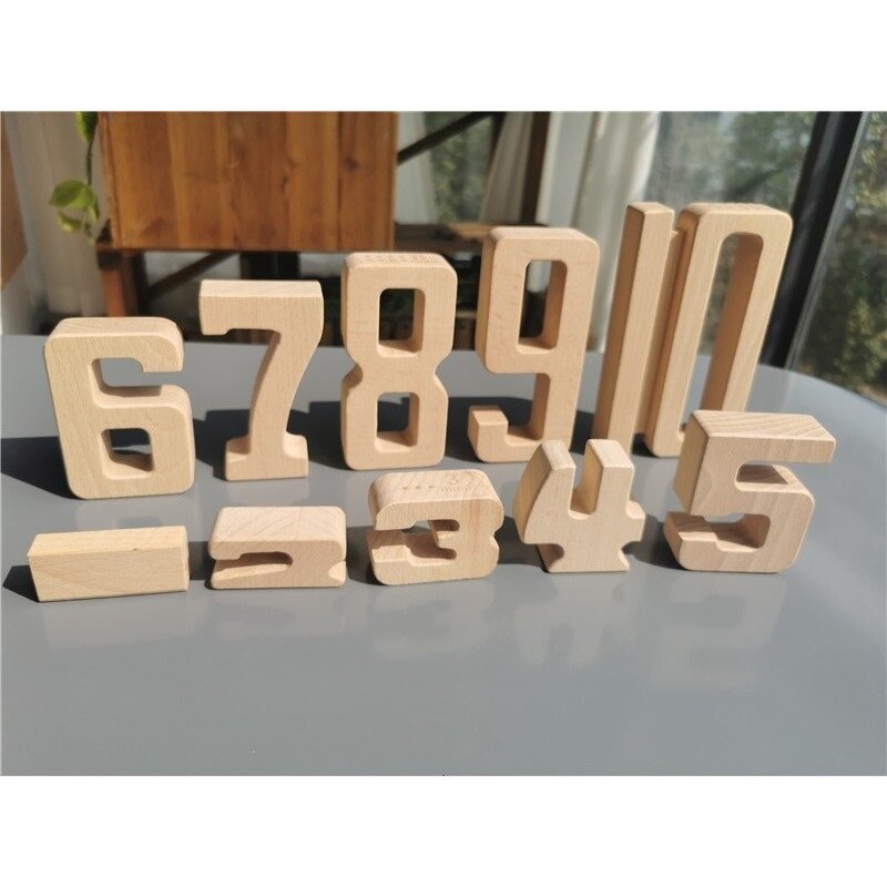 Drewniany budynek układanie cyfrowe bloki Montessori matematyka numery zabawki dla dzieci gra edukacyjna