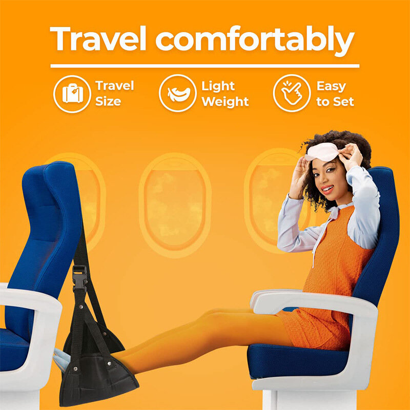Sandaran kaki perjalanan pesawat, tempat tidur gantung kaki portabel perjalanan, sandaran kaki terbang dapat disesuaikan untuk Bus penerbangan panjang, kereta, kantor, rumah