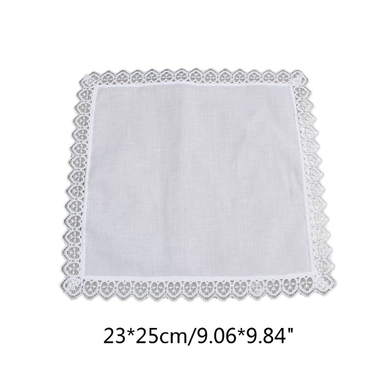 F42f 23x25cm Männer Frauen Baumwolle Taschen tücher solide weiße Taschen tücher Tasche Spitze Trim Handtuch DIY Malerei Taschen tücher für Frauen