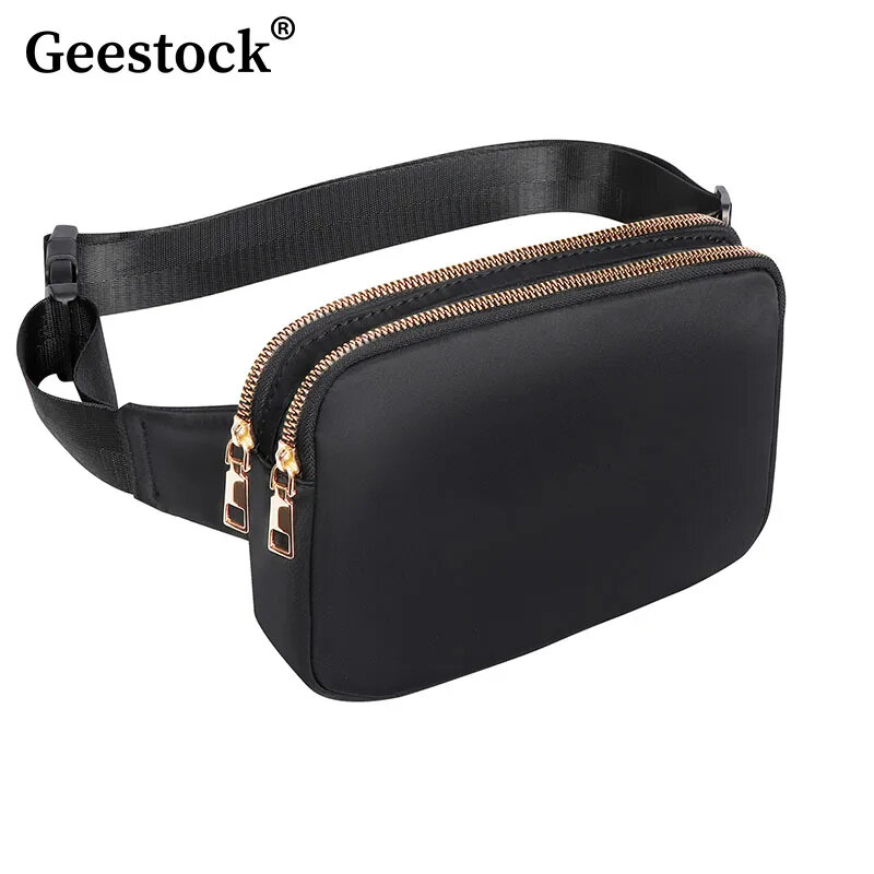 Geestock Fanny Pack Women's Waist Bag Fashion Belt Bags Women Dual Zipper Waterproof Crossbody Bag Ladies Bum Hip Bag riñonera